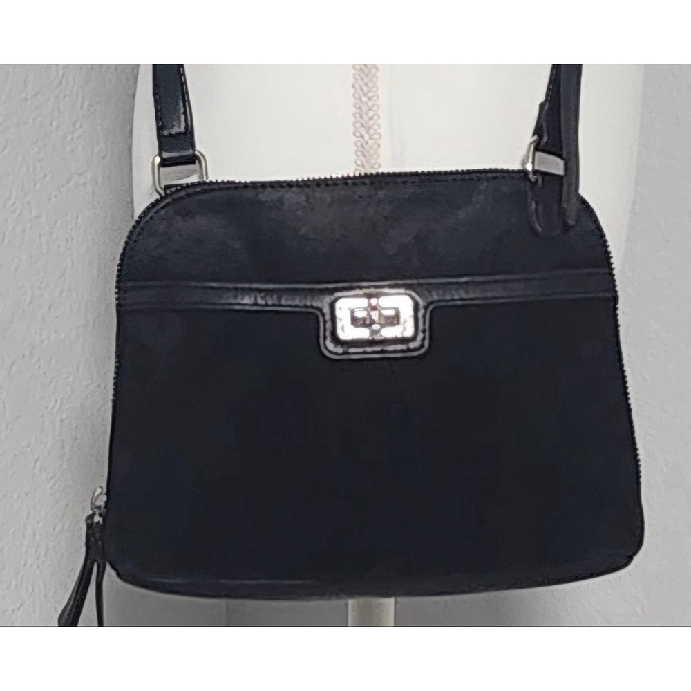 B. Makowsky Maisie Black Suede Leather Crossbody Shoulder Bag